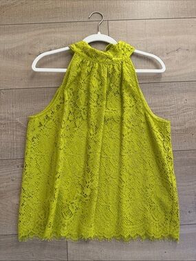 J. Crew Lace Halter Tank Top in Chartreuse size medium